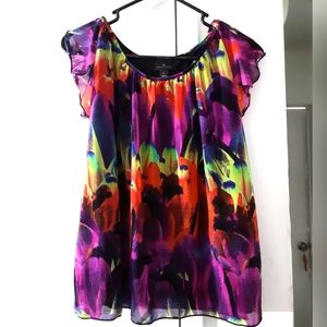 Multicolored flowy blouse by Worthington Size Large